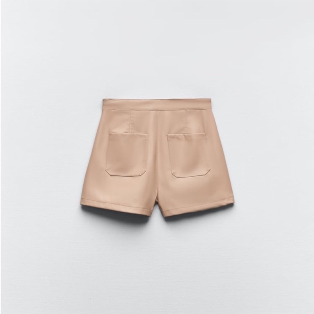 Zara Beige Faux Leather Skort - Picture 5 of 8